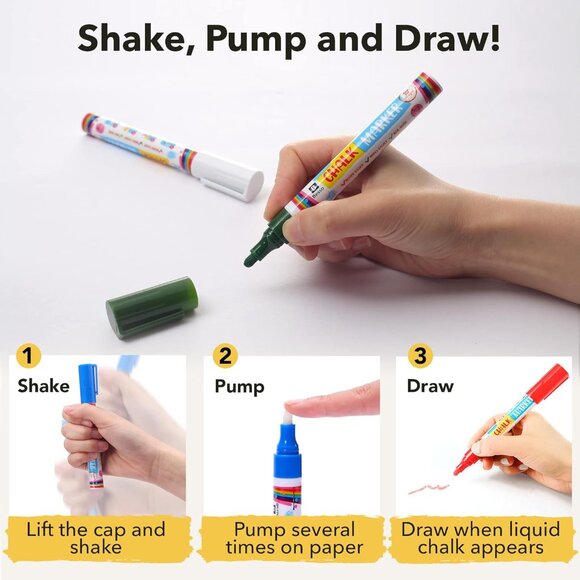 16‎ Vibrant Chalk Markers with Case - Picture 7 of 13